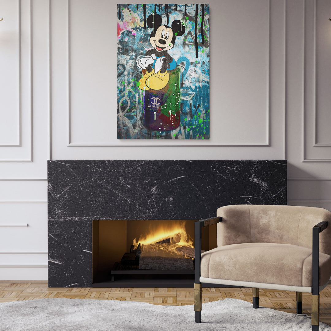 MURAL "Mickey in the Chanel World" – Acrylic glass &amp; Alu-Dibond | Exclusive and modern pop art in museum quality 
