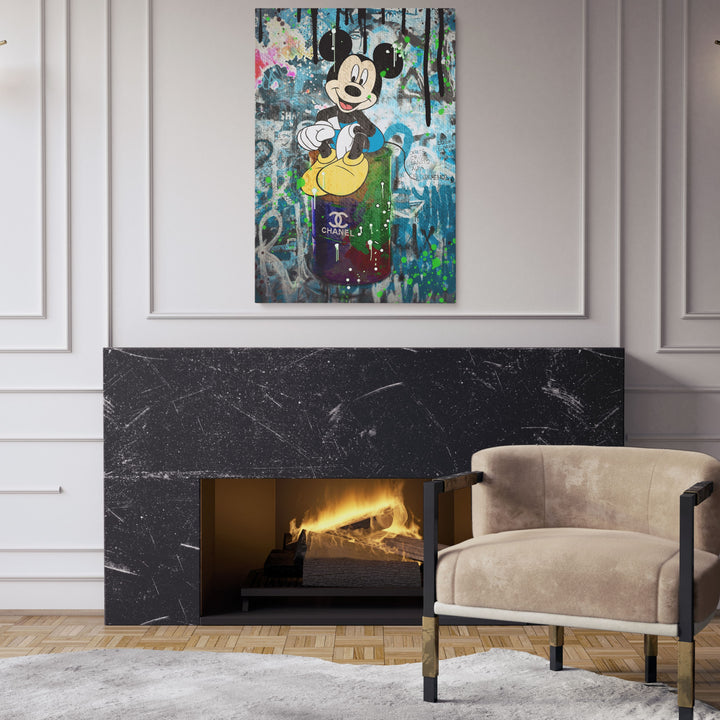 MURAL "Mickey in the Chanel World" – Acrylic glass &amp; Alu-Dibond | Exclusive and modern pop art in museum quality 