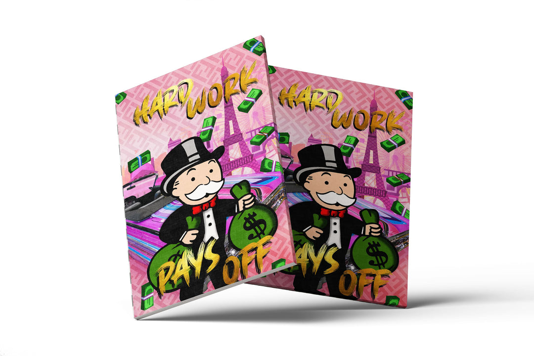 WANDBILD „Hard Work Pays Off“ – Acrylglas & Alu-Dibond | Exklusive und Moderne Pop-Art in Museumsqualität