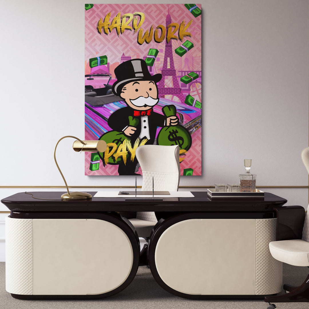 WANDBILD „Hard Work Pays Off“ – Acrylglas & Alu-Dibond | Exklusive und Moderne Pop-Art in Museumsqualität