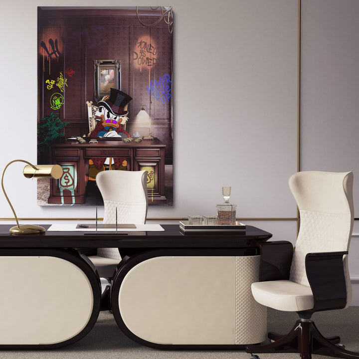 WANDBILD „Money is Power“ – Acrylglas & Alu-Dibond | Exklusive und Moderne Pop-Art in Museumsqualität