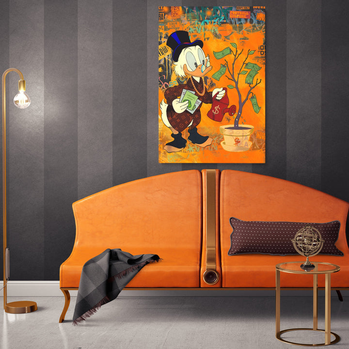 WANDBILD „Geldbaum“ – Acrylglas & Alu-Dibond | Exklusive und Moderne Pop-Art in Museumsqualität