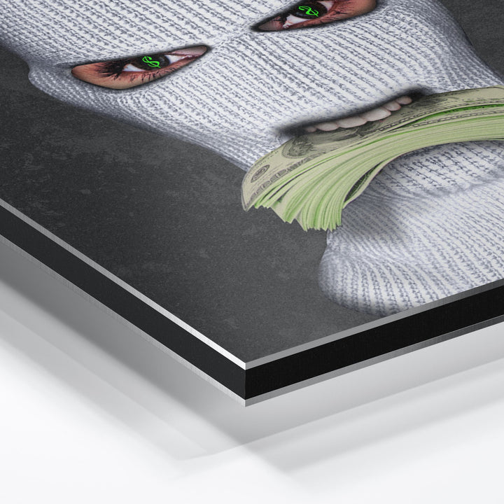 MURAL "Masked Moneymaker" – Acrylic glass &amp; Alu-Dibond | Exclusive and modern art in museum quality 