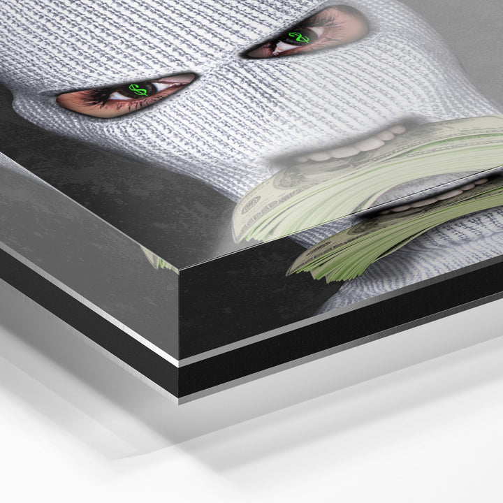 MURAL "Masked Moneymaker" – Acrylic glass &amp; Alu-Dibond | Exclusive and modern art in museum quality 