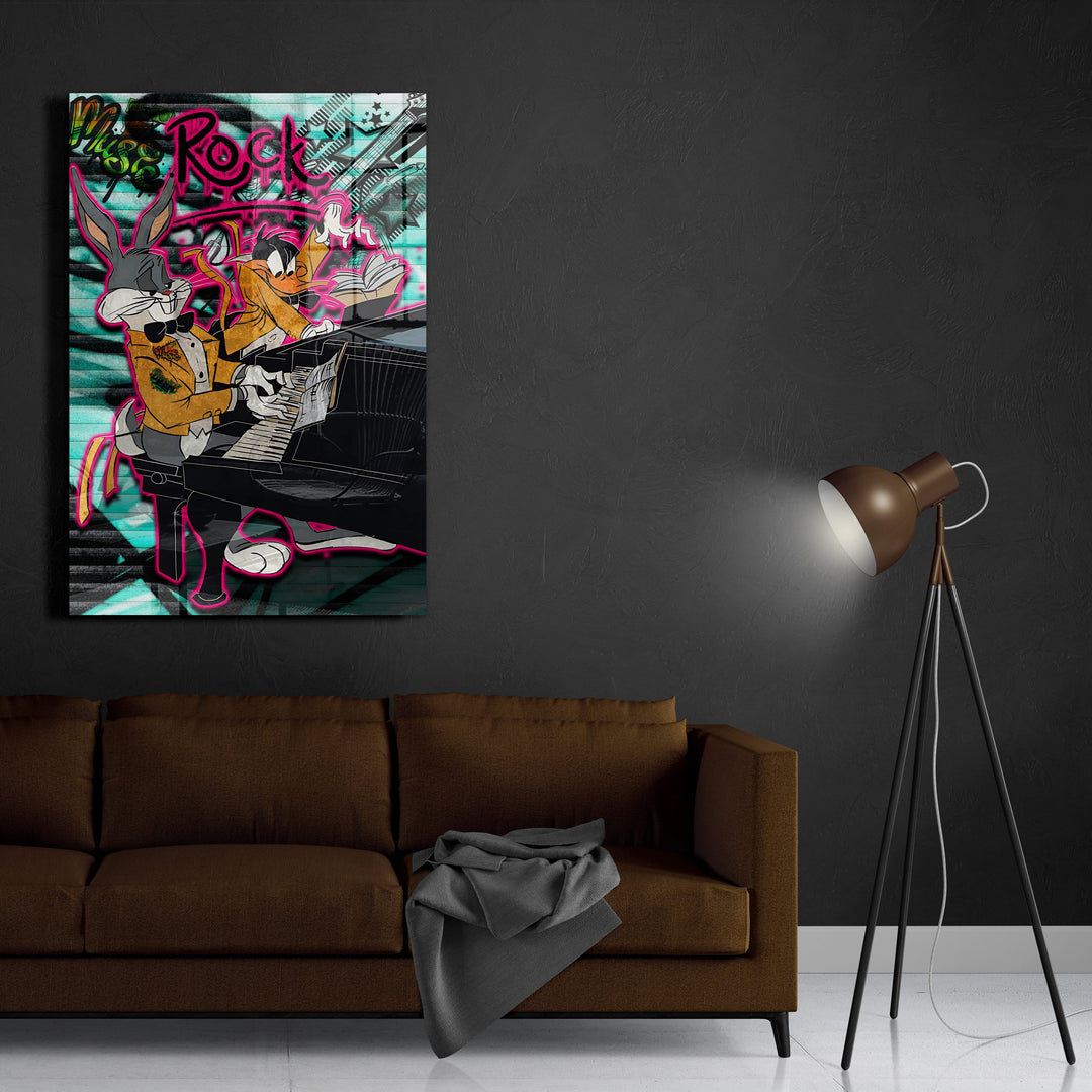 WANDBILD „Rock’n’Roll Duo“ – Acrylglas & Alu-Dibond | Exklusive und Moderne Pop-Art in Museumsqualität
