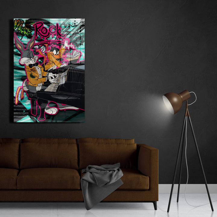 WANDBILD „Rock’n’Roll Duo“ – Acrylglas & Alu-Dibond | Exklusive und Moderne Pop-Art in Museumsqualität