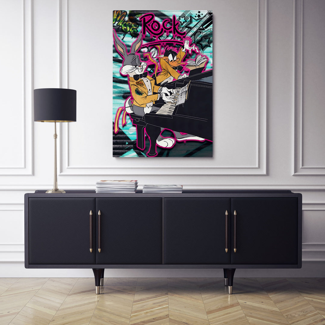 WANDBILD „Rock’n’Roll Duo“ – Acrylglas & Alu-Dibond | Exklusive und Moderne Pop-Art in Museumsqualität