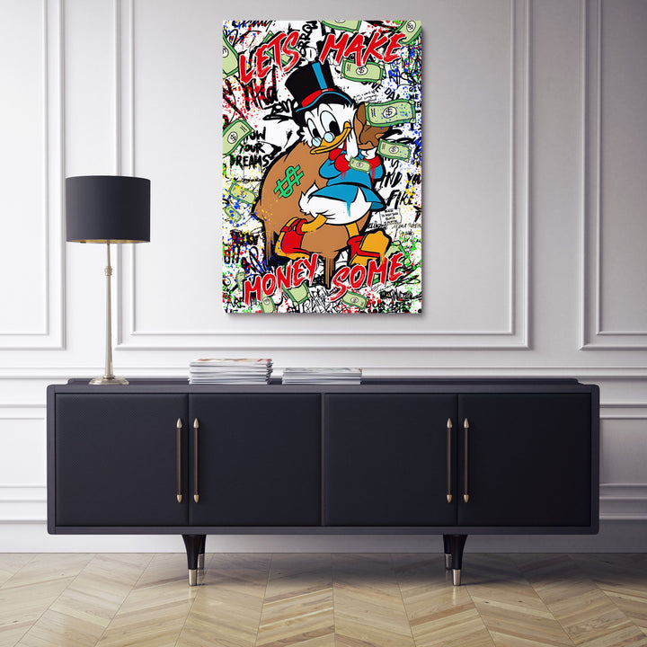 WANDBILD „Geldträume“ – Acrylglas & Alu-Dibond | Exklusive und Moderne Pop-Art in Museumsqualität