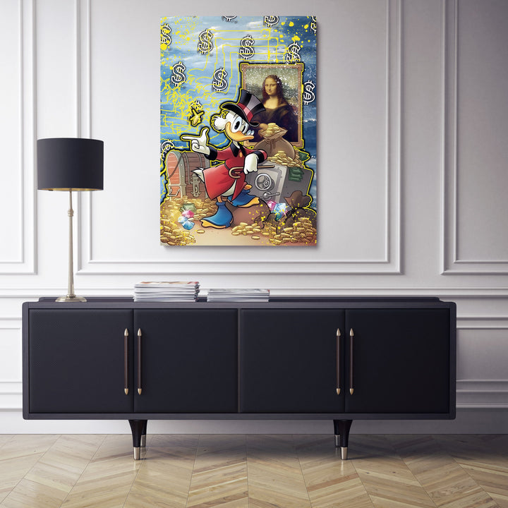 WANDBILD „Kunst und Reichtum“ – Acrylglas & Alu-Dibond | Exklusive und Moderne Pop-Art in Museumsqualität
