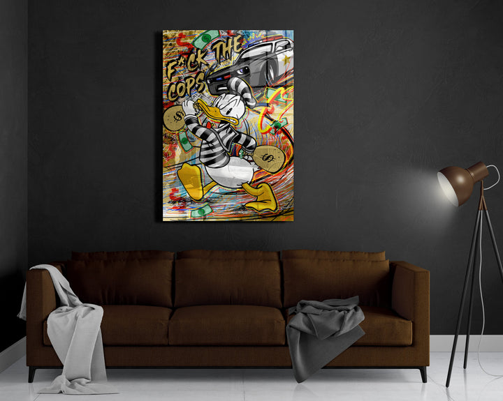 WANDBILD „F*ck the Cops“ – Acrylglas & Alu-Dibond | Exklusive und Moderne Pop-Art in Museumsqualität