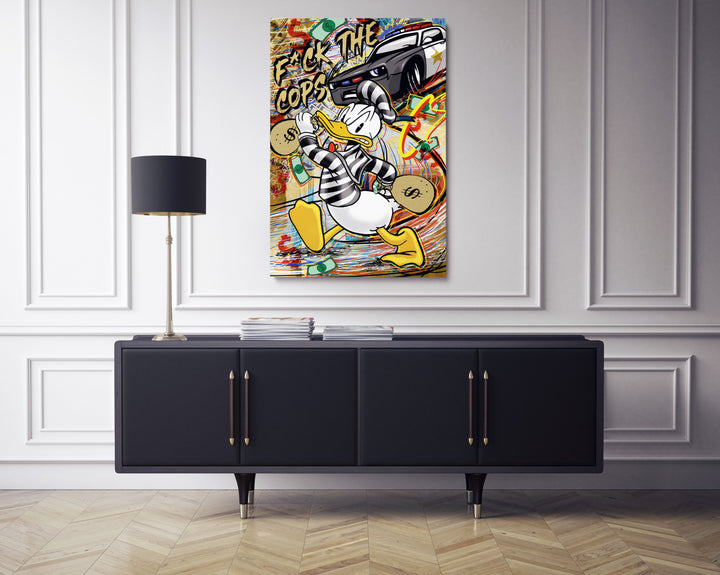 WANDBILD „F*ck the Cops“ – Acrylglas & Alu-Dibond | Exklusive und Moderne Pop-Art in Museumsqualität