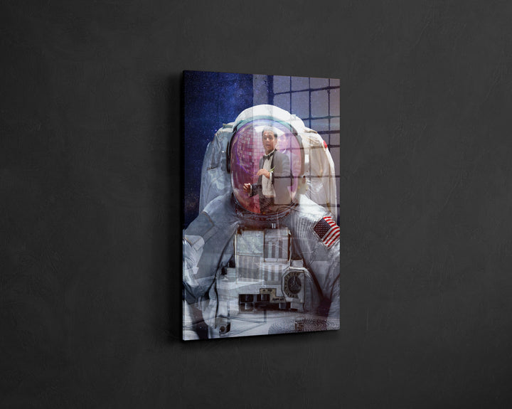 WANDBILD „Astronaut im Smoking“ – Acrylglas & Alu-Dibond | Exklusive und Moderne Pop-Art in Museumsqualität