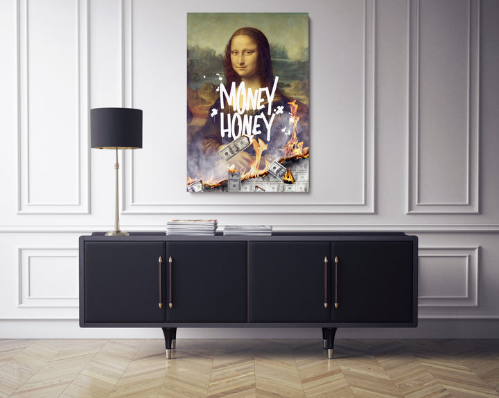 WANDBILD „Money Honey“ – Acrylglas & Alu-Dibond | Exklusive und Moderne Pop-Art in Museumsqualität