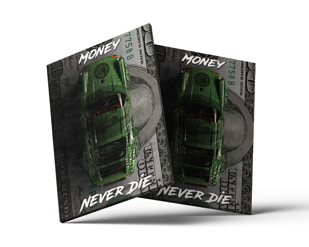 WANDBILD „Money Never Die“ – Acrylglas & Alu-Dibond | Exklusive und Moderne Pop-Art in Museumsqualität