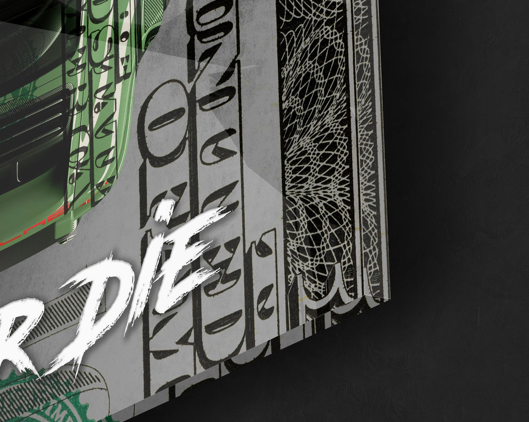 WANDBILD „Money Never Die“ – Acrylglas & Alu-Dibond | Exklusive und Moderne Pop-Art in Museumsqualität