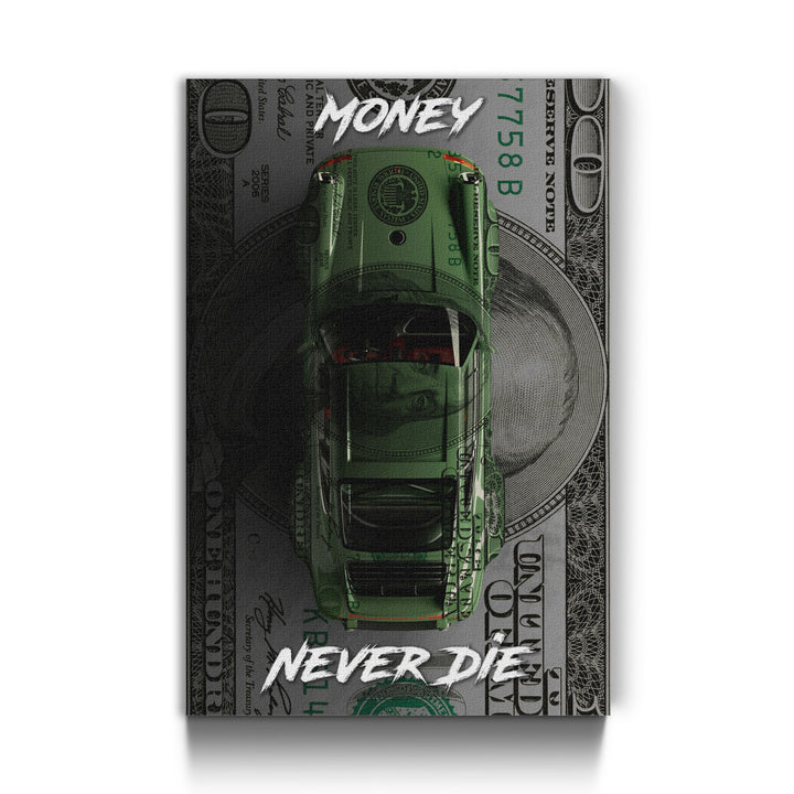 WANDBILD „Money Never Die“ – Acrylglas & Alu-Dibond | Exklusive und Moderne Pop-Art in Museumsqualität