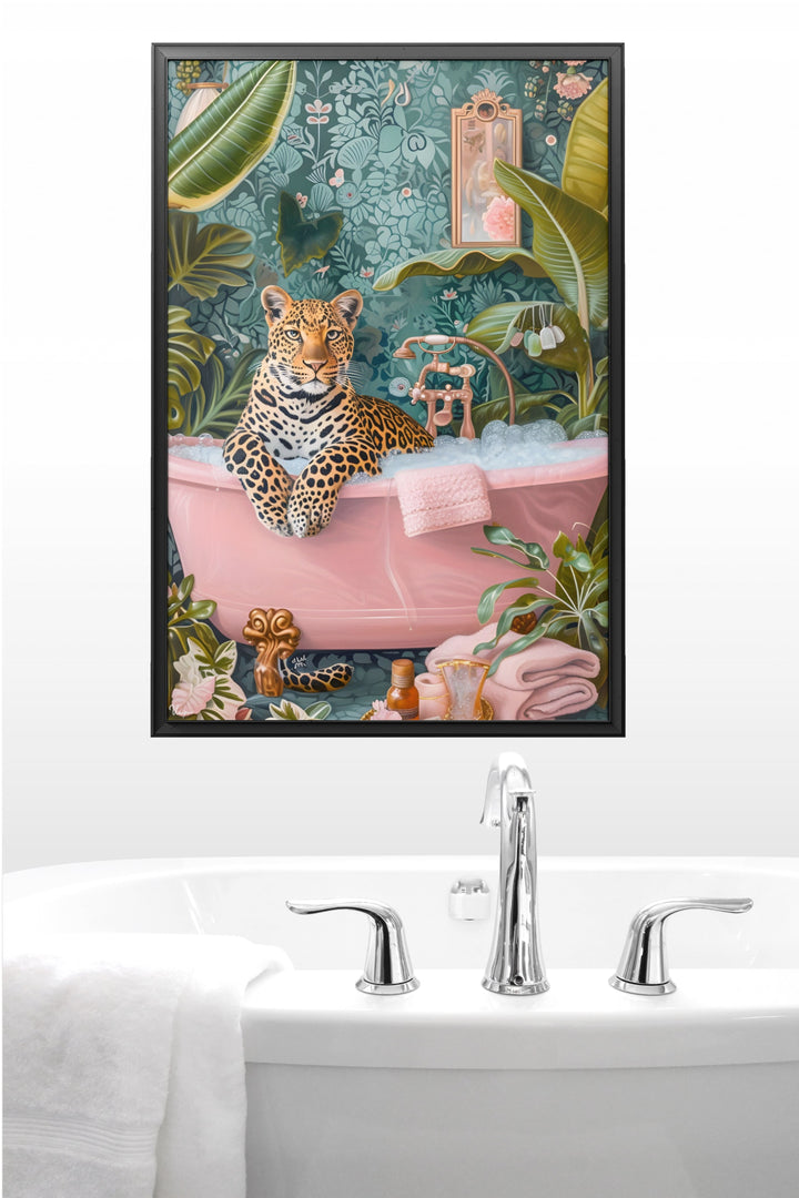 WANDBILD „Leopard in der Badewanne“ – Acrylglas & Alu-Dibond | Exklusive und Moderne Kunst in Museumsqualität