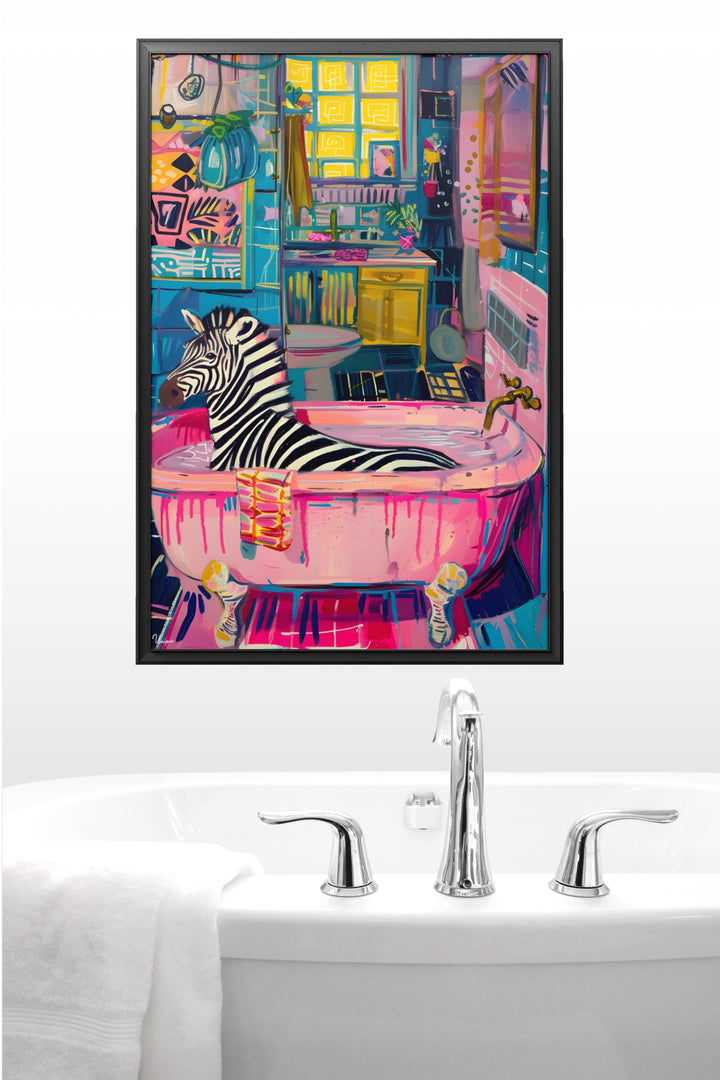WANDBILD „Zebra in der Badewanne“ – Acrylglas & Alu-Dibond | Exklusive und Moderne Kunst in Museumsqualität