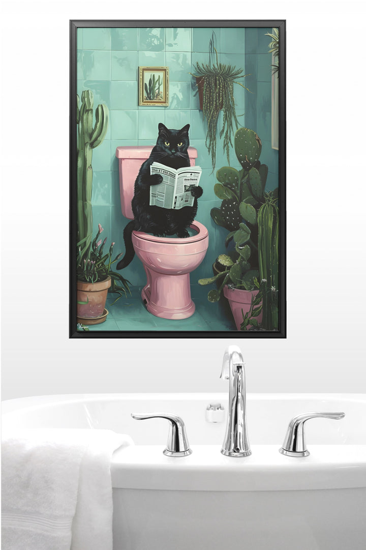 WANDBILD „Toilettenlektüre mit Katze“ – Acrylglas & Alu-Dibond | Exklusive und Moderne Kunst in Museumsqualität