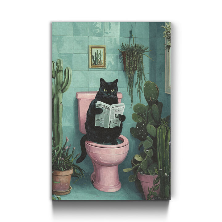 WANDBILD „Toilettenlektüre mit Katze“ – Acrylglas & Alu-Dibond | Exklusive und Moderne Kunst in Museumsqualität