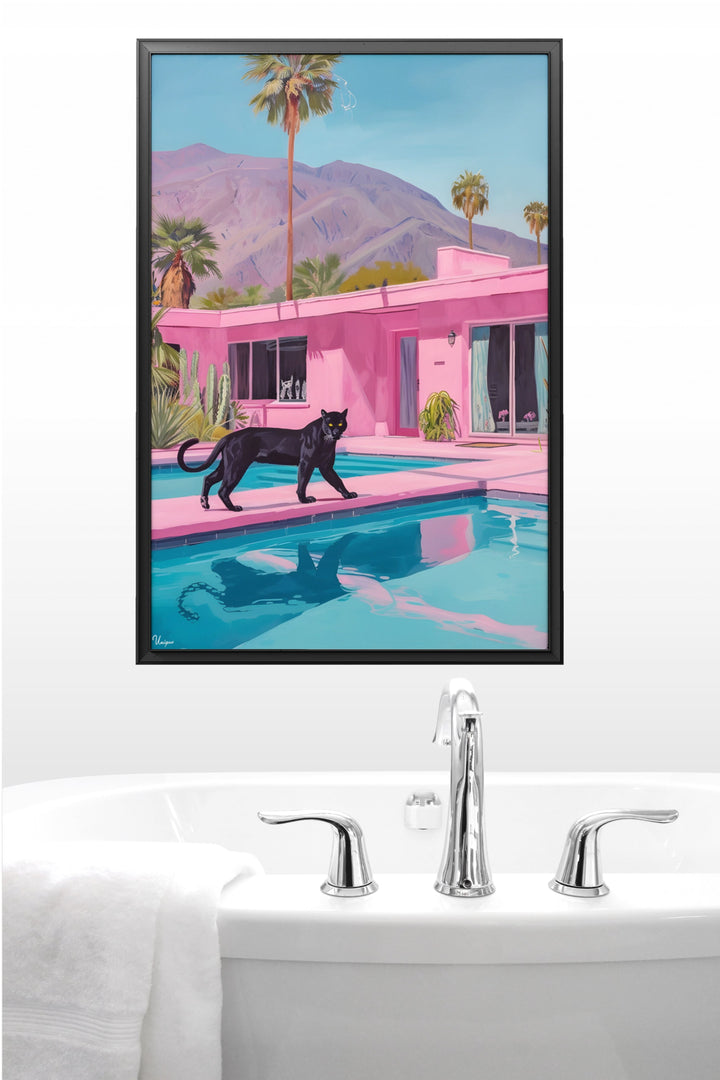 WANDBILD „Panther am Pool“ – Acrylglas & Alu-Dibond | Exklusive und Moderne Kunst in Museumsqualität