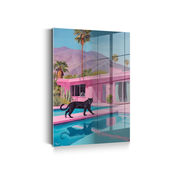 WANDBILD „Panther am Pool“ – Acrylglas & Alu-Dibond | Exklusive und Moderne Kunst in Museumsqualität