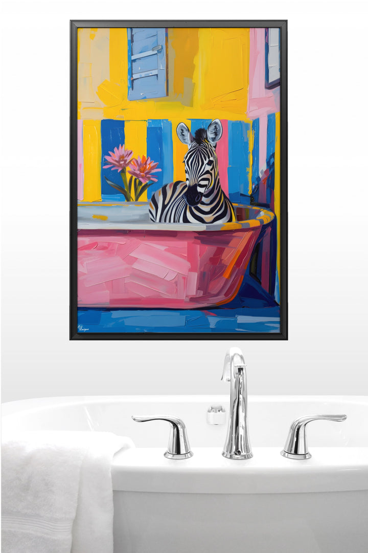 WANDBILD „Zebra in der Badewanne“ – Acrylglas & Alu-Dibond | Exklusive und Moderne Kunst in Museumsqualität