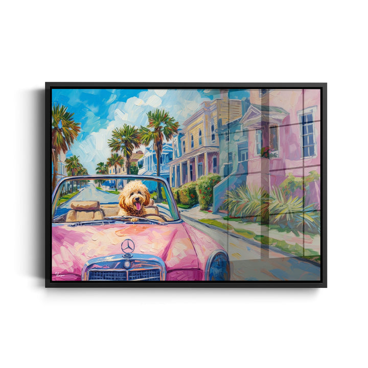 WANDBILD „Sommerfahrt mit Hund“ – Acrylglas & Alu-Dibond | Exklusive und Moderne Kunst in Museumsqualität