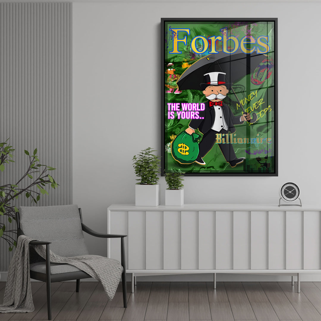 WANDBILD „Forbes Billionaire“ – Acrylglas & Alu-Dibond | Exklusive und Moderne Pop-Art in Museumsqualität