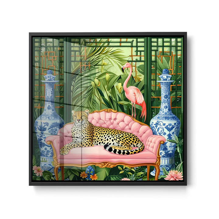 WANDBILD „Eleganz im Dschungel“ – Acrylglas & Alu-Dibond | Exklusive und Moderne Kunst in Museumsqualität