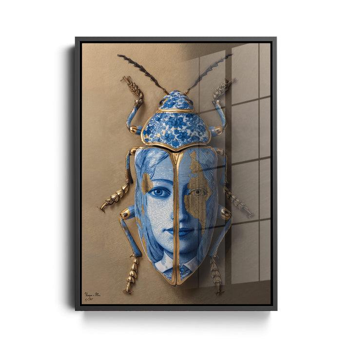 WANDBILD "Porzellan-Käfer mit Porträtmotiven – Delfter Blue Stil" – Acrylglas & Alu-Dibond | Exklusive Limitierte und Moderne Kunst | 1 von 50 Weltweit in Museumsqualität