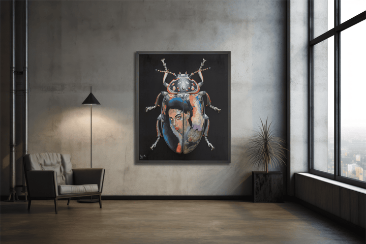 WANDBILD "Porzellan-Marienkäfer mit Porträtmotiven – Delfter Blue Stil" – Acrylglas & Alu-Dibond | Exklusive Limitierte und Moderne Kunst | 1 von 50 Weltweit in Museumsqualität