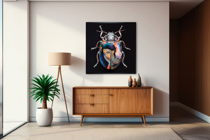 WANDBILD "Porzellan-Marienkäfer mit Porträtmotiven – Delfter Blue Stil" – Acrylglas & Alu-Dibond | Exklusive Limitierte und Moderne Kunst | 1 von 50 Weltweit in Museumsqualität