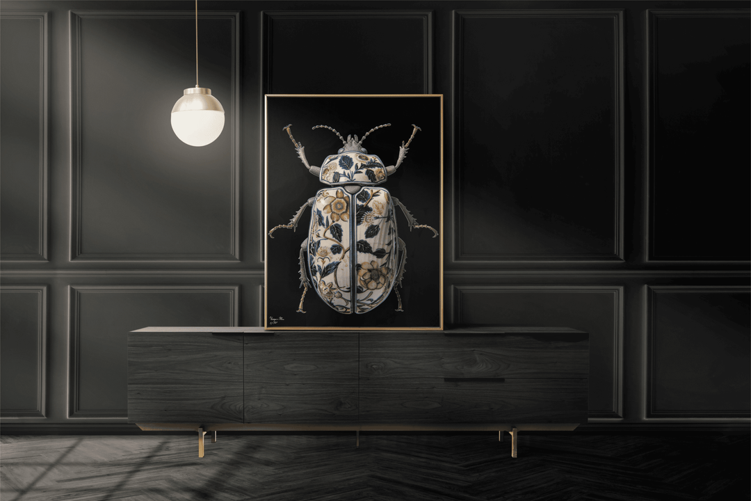 WANDBILD "Porzellan-Käfer mit Naturmotiven – Delfter Blue Stil" – Acrylglas & Alu-Dibond | Exklusive Limitierte und Moderne Kunst | 1 von 50 Weltweit in Museumsqualität
