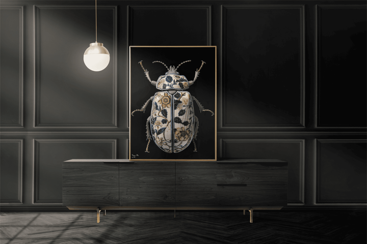WANDBILD "Porzellan-Käfer mit Naturmotiven – Delfter Blue Stil" – Acrylglas & Alu-Dibond | Exklusive Limitierte und Moderne Kunst | 1 von 50 Weltweit in Museumsqualität
