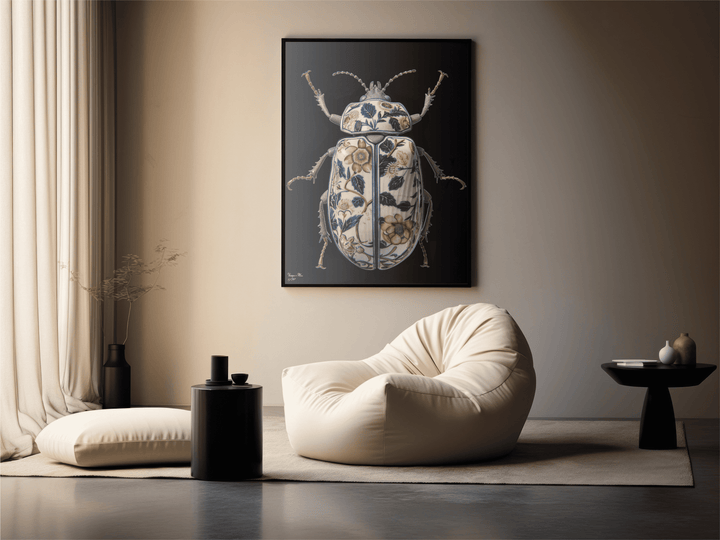 WANDBILD "Porzellan-Käfer mit Naturmotiven – Delfter Blue Stil" – Acrylglas & Alu-Dibond | Exklusive Limitierte und Moderne Kunst | 1 von 50 Weltweit in Museumsqualität