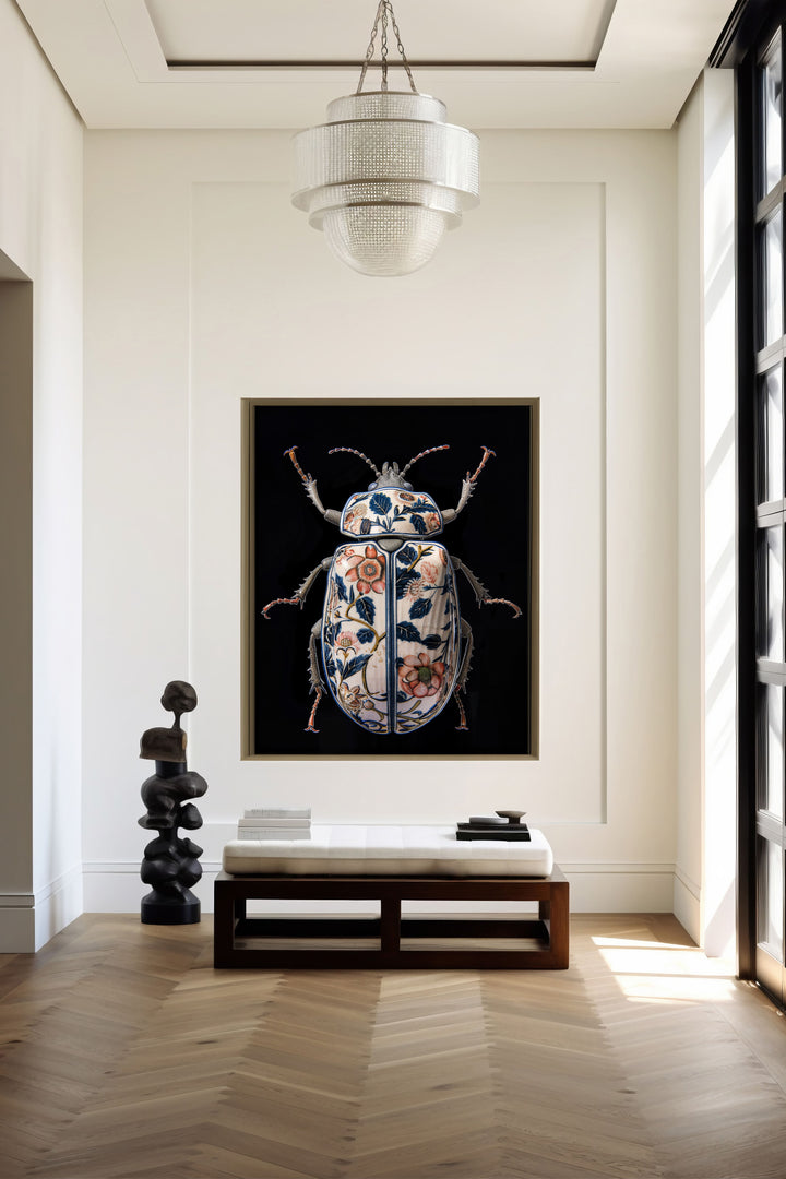 WANDBILD "Porzellan-Käfer mit Naturmotiven – Delfter Blue Stil" – Acrylglas & Alu-Dibond | Exklusive Limitierte und Moderne Kunst | 1 von 50 Weltweit in Museumsqualität