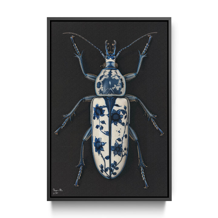 WANDBILD "Porzellan-Käfer mit dekorativen Mustern – Delfter Blue Stil" – Acrylglas & Alu-Dibond | Exklusive Limitierte und Moderne Kunst | 1 von 50 Weltweit in Museumsqualität