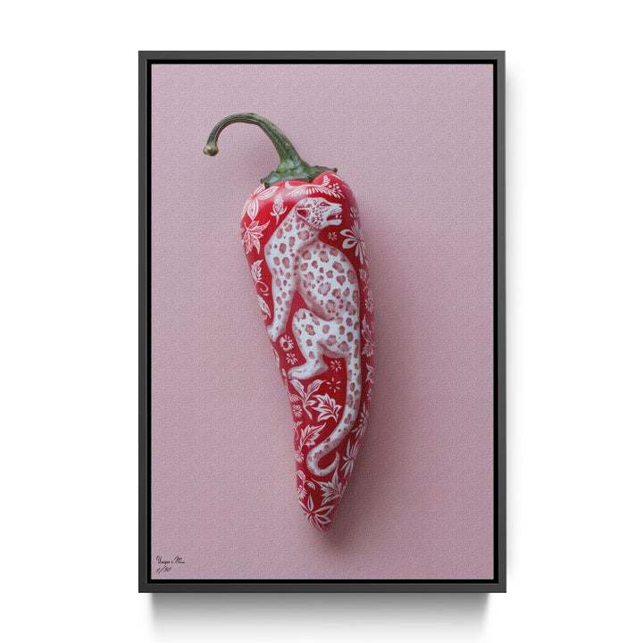 WANDBILD "Porzellan-Chili mit Leopardenmotiv – Delfter Blue Stil" – Acrylglas & Alu-Dibond | Exklusive Limitierte und Moderne Kunst | 1 von 50 Weltweit in Museumsqualität