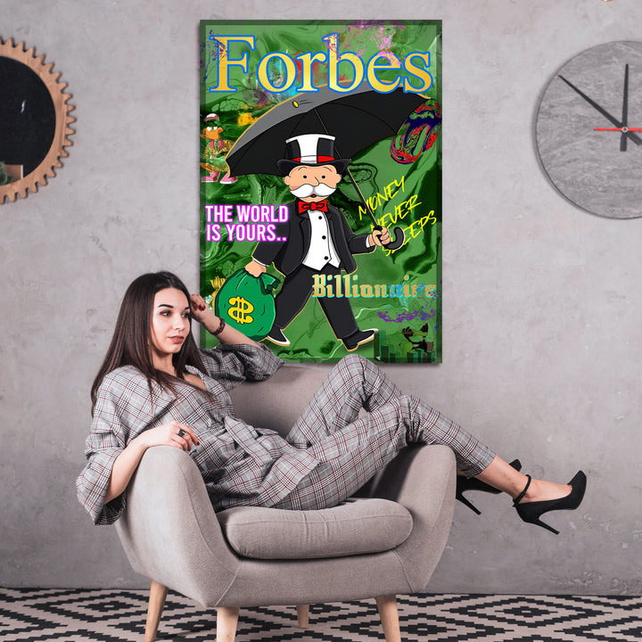 WANDBILD „Forbes Billionaire“ – Acrylglas & Alu-Dibond | Exklusive und Moderne Pop-Art in Museumsqualität