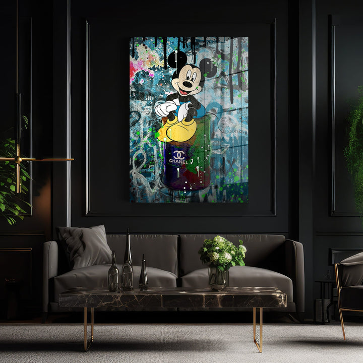 MURAL "Mickey in the Chanel World" – Acrylic glass &amp; Alu-Dibond | Exclusive and modern pop art in museum quality 