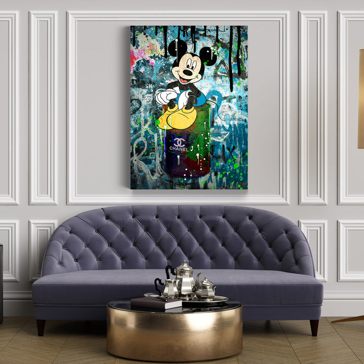 MURAL "Mickey in the Chanel World" – Acrylic glass &amp; Alu-Dibond | Exclusive and modern pop art in museum quality 