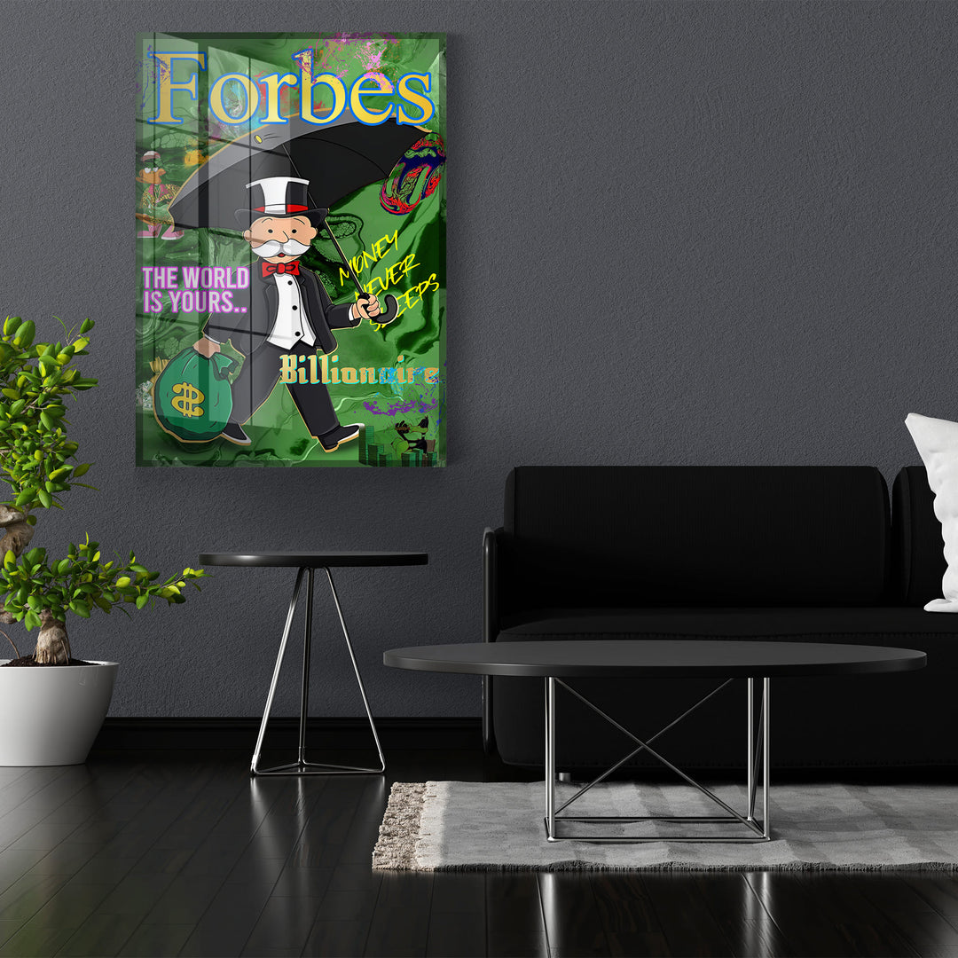 WANDBILD „Forbes Billionaire“ – Acrylglas & Alu-Dibond | Exklusive und Moderne Pop-Art in Museumsqualität