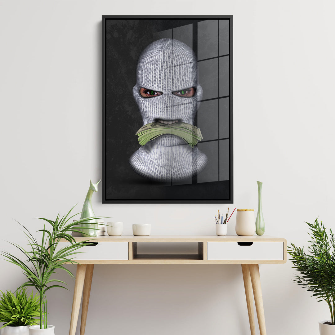 MURAL "Masked Moneymaker" – Acrylic glass &amp; Alu-Dibond | Exclusive and modern art in museum quality 