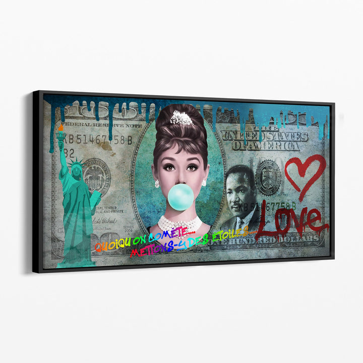 WANDBILD „Audrey Hepburn – Liebe und Glamour“ – Acrylglas & Alu-Dibond | Exklusive und Moderne Pop-Art in Museumsqualität