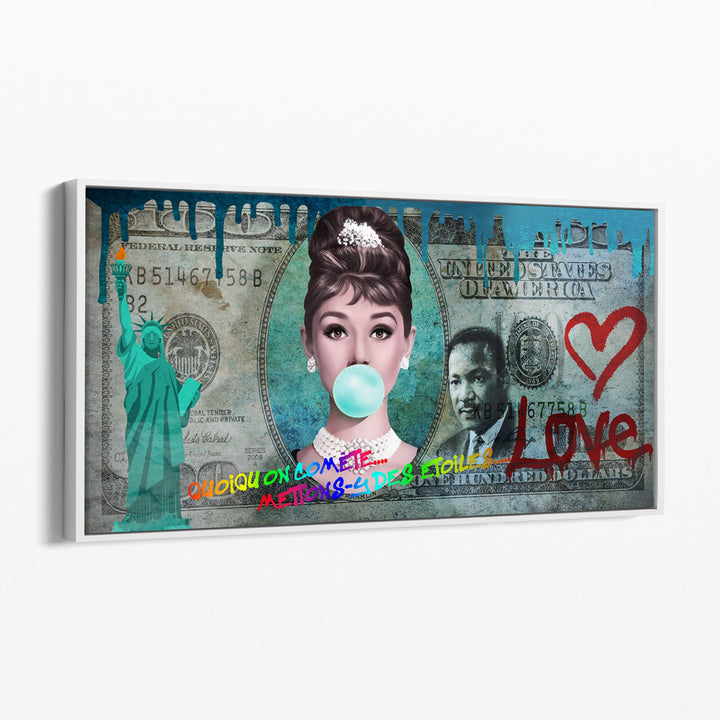 WANDBILD „Audrey Hepburn – Liebe und Glamour“ – Acrylglas & Alu-Dibond | Exklusive und Moderne Pop-Art in Museumsqualität