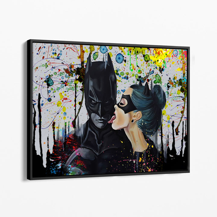 WANDBILD „Batman und Catwoman – Die Verführung“ – Acrylglas & Alu-Dibond | Exklusive und Moderne Pop-Art in Museumsqualität