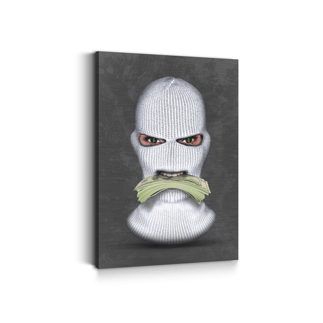 MURAL "Masked Moneymaker" – Acrylic glass &amp; Alu-Dibond | Exclusive and modern art in museum quality 