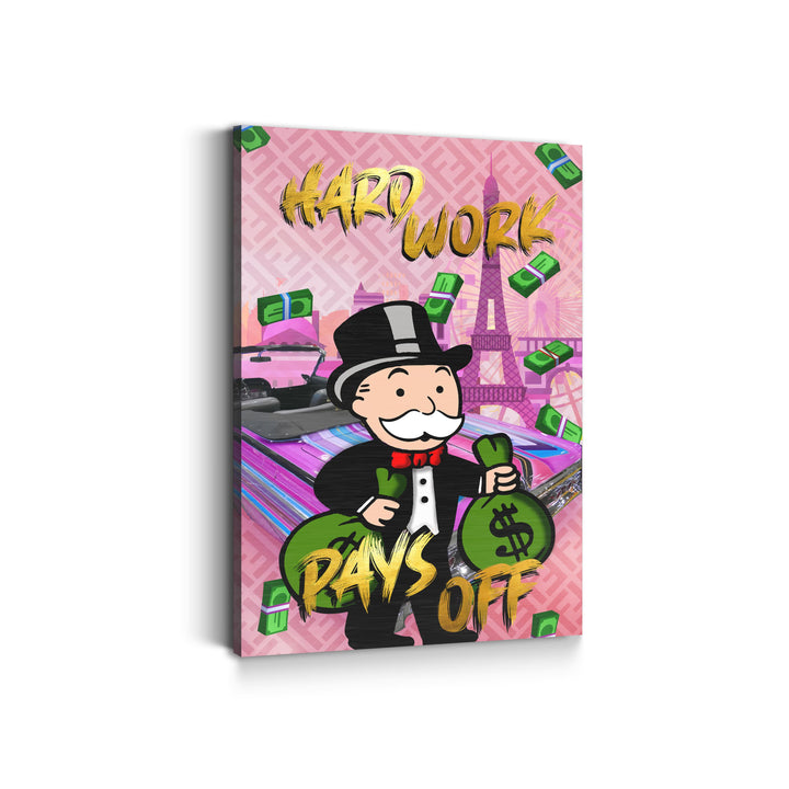 WANDBILD „Hard Work Pays Off“ – Acrylglas & Alu-Dibond | Exklusive und Moderne Pop-Art in Museumsqualität