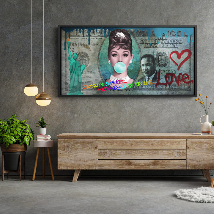 WANDBILD „Audrey Hepburn – Liebe und Glamour“ – Acrylglas & Alu-Dibond | Exklusive und Moderne Pop-Art in Museumsqualität